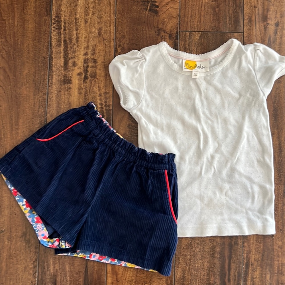 EUC Mini Boden Cord Shorts and Cap Sleeve Top 4Y
